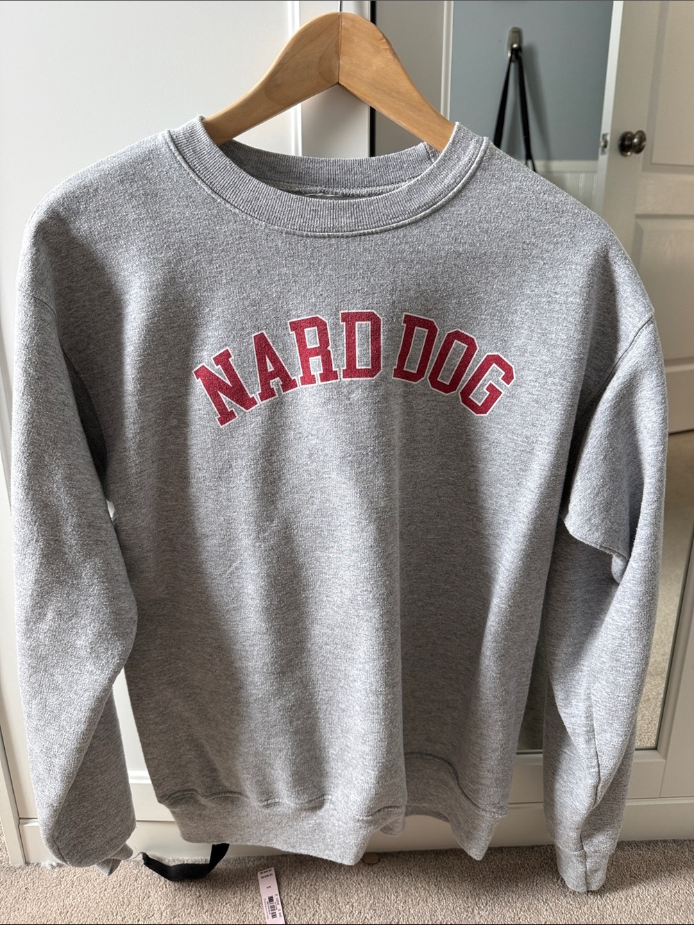 NARD DOG Crewneck Sweatshirt - Gray with Red Logo - The office experience